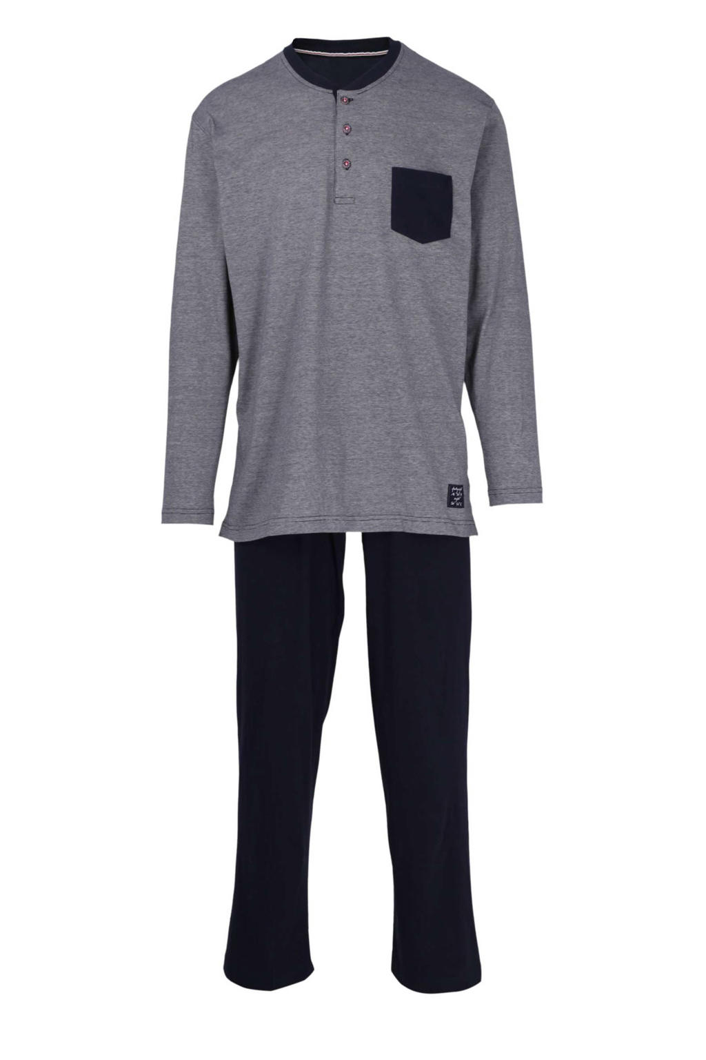 Ceceba +size pyjama grijs/donkerblauw