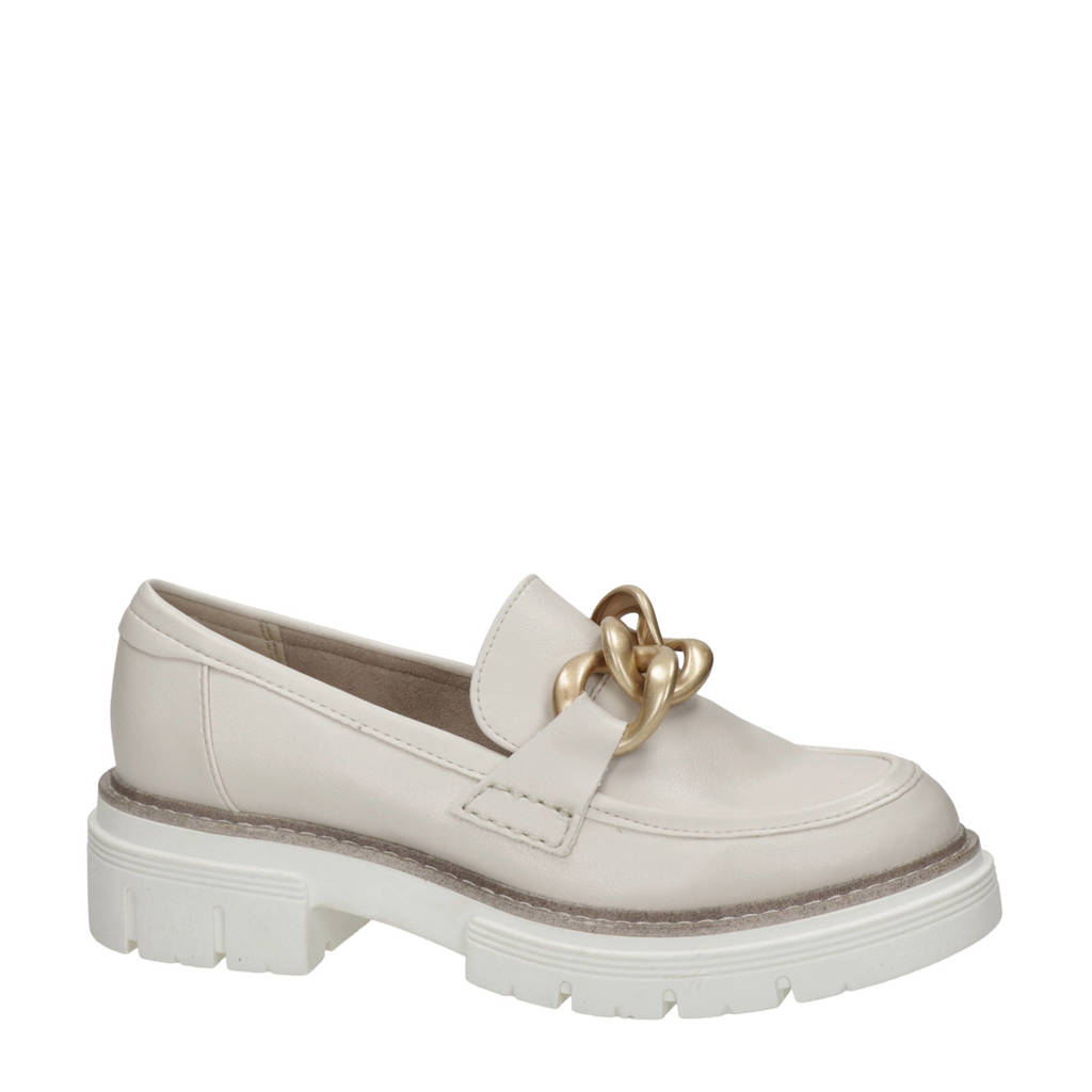 Marco Tozzi   chunky loafers met chain off white