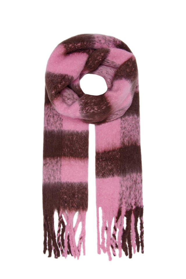 Maak los plakboek Verwarren ONLY geruite sjaal ONLSUNNY roze/bruin | wehkamp