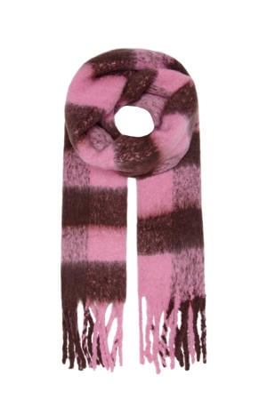 geruite sjaal ONLSUNNY roze/bruin