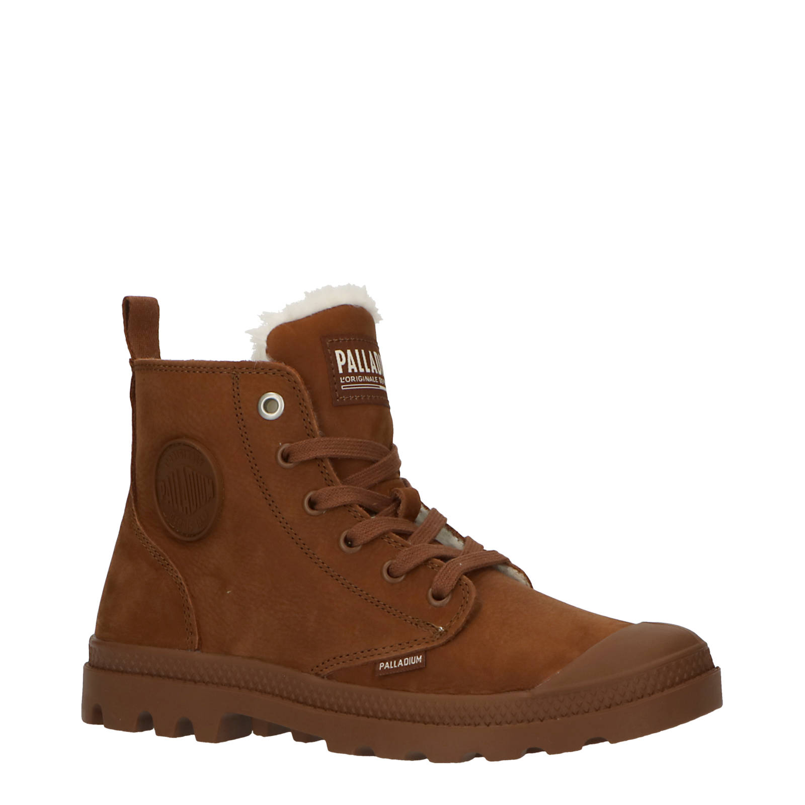 Palladium pampa hi zip wl leren veterschoenen bruin | wehkamp