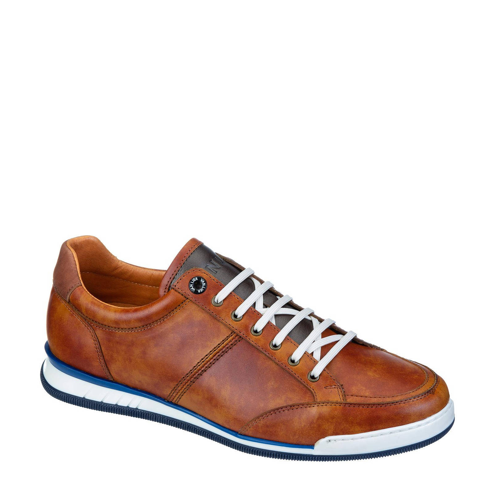 Van Lier Magnus leren sneakers cognac | wehkamp