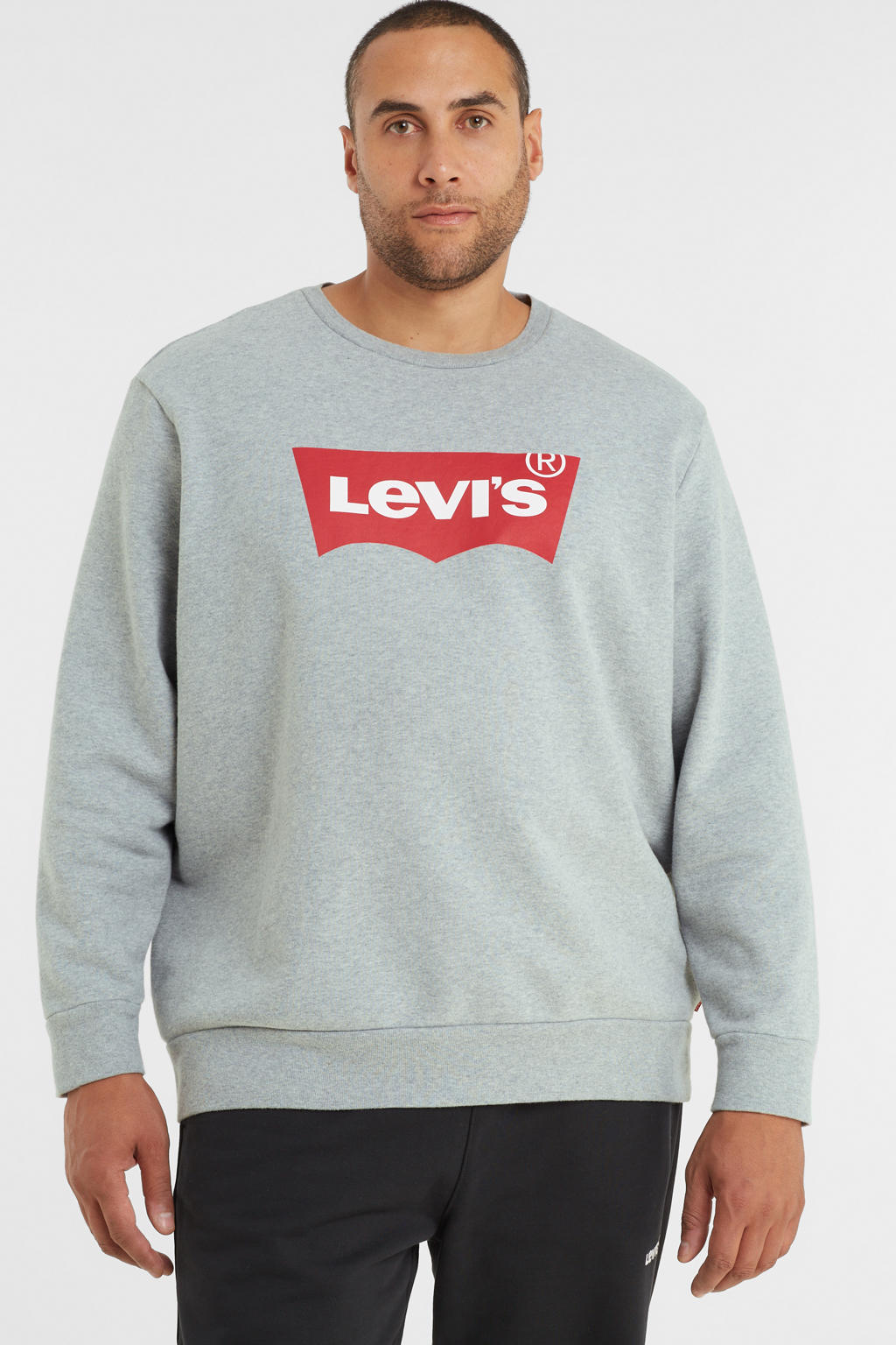 Levi's Big and Tall sweater Plus Size met logo grijs melange
