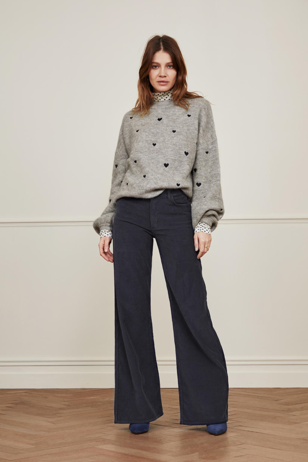 Fabienne Chapot trui met hartjes grijs