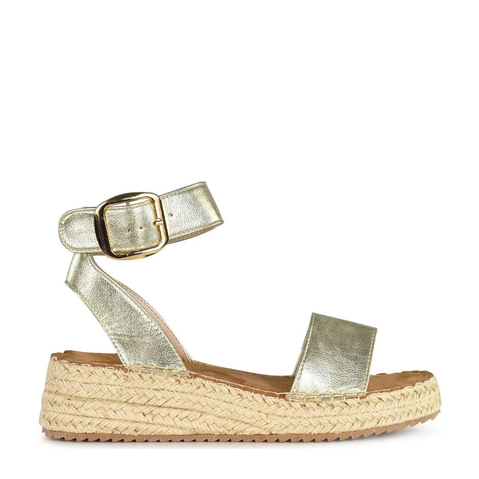 Gouden sandalen met online plateauzool