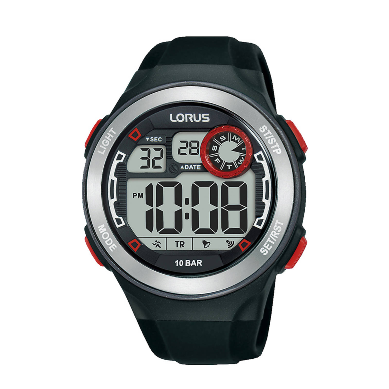 Lorus Digitaal kwartshorloge voor heren, met siliconen armband R2355PX9, wit