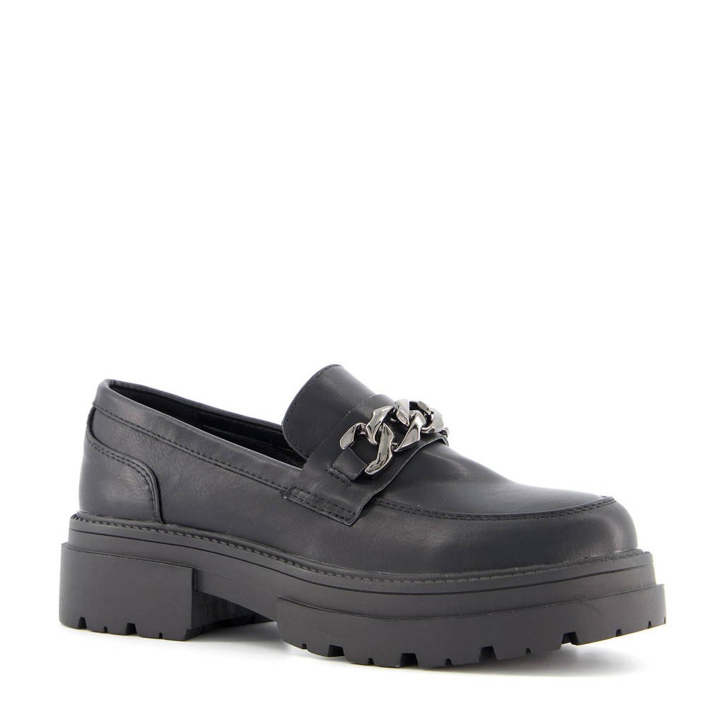 Scapino Nova   chunky loafers met chain zwart
