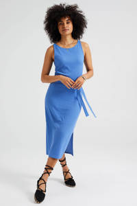 WE Fashion jurk met ceintuur blauw