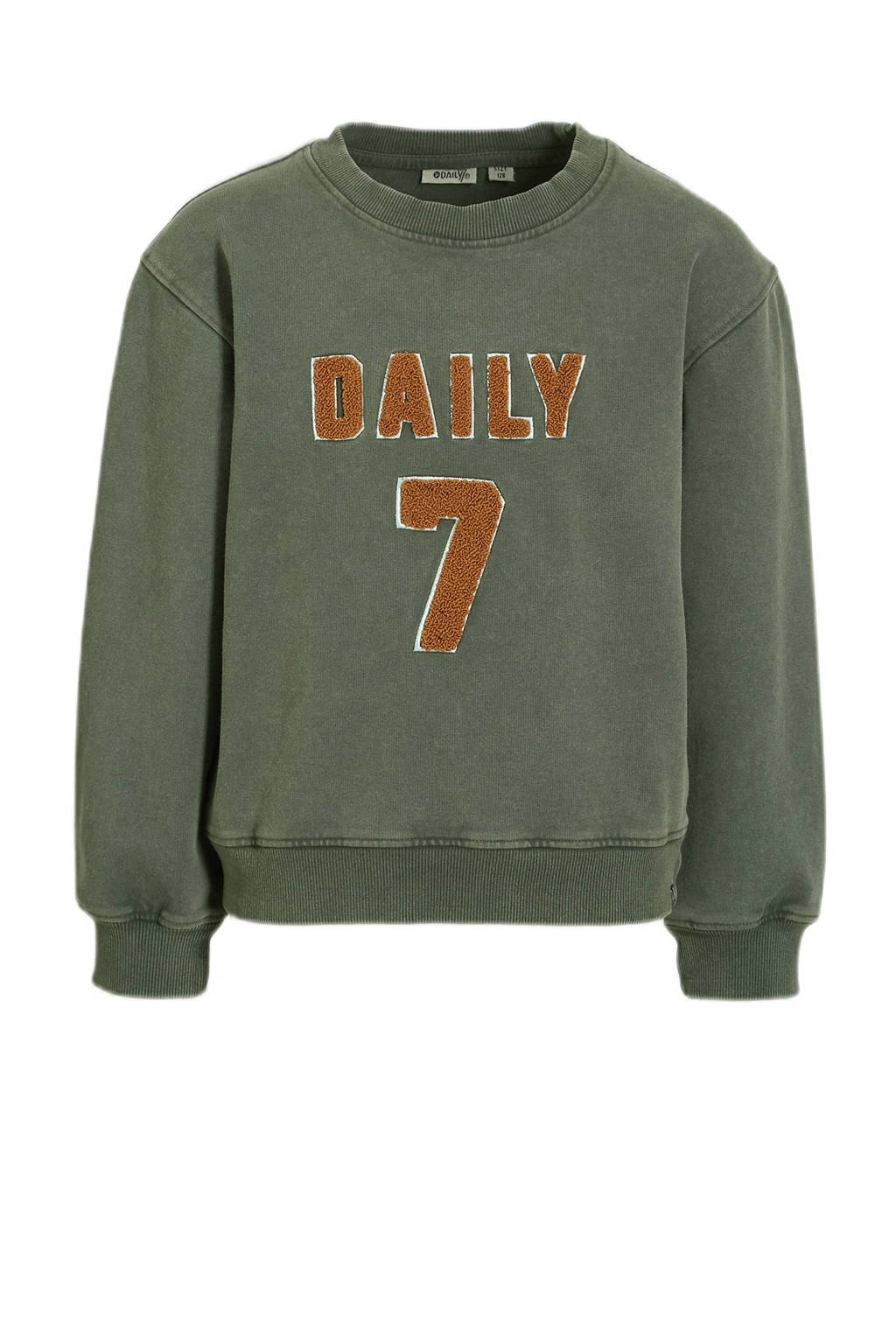 Daily7 sweater met tekst groen