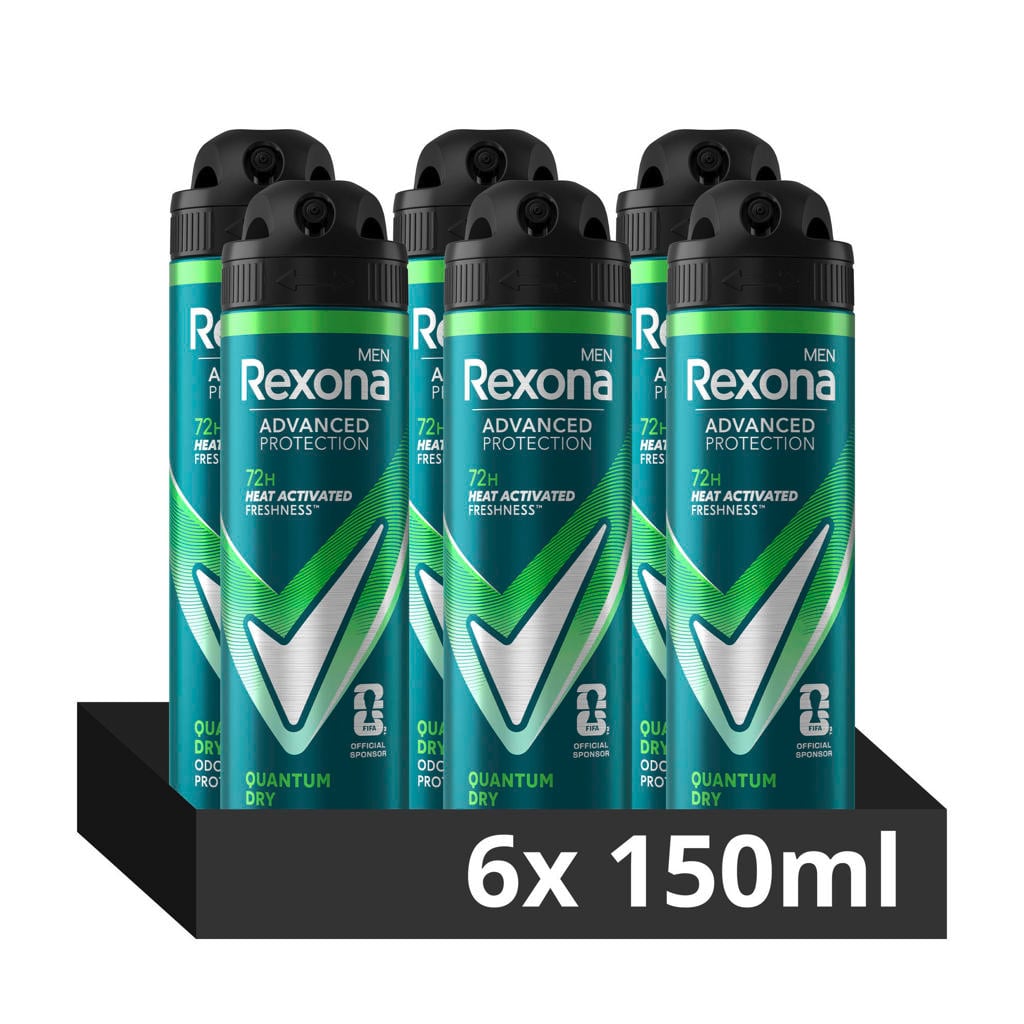 Rexona Men Advanced Protection Quantum Dry anti-transpirant deodorant spray - 6 x 150 ml