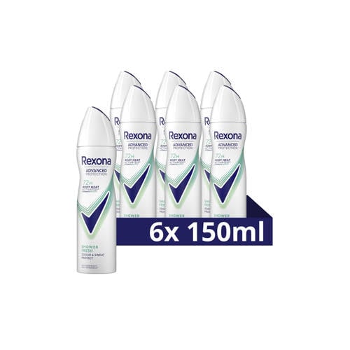 Wehkamp Rexona Women Advanced Protection Shower Fresh anti-transpirant spray - 6 x 150 ml aanbieding