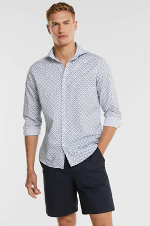 slim fit overhemd MAtrostol met all over print blauw/wit