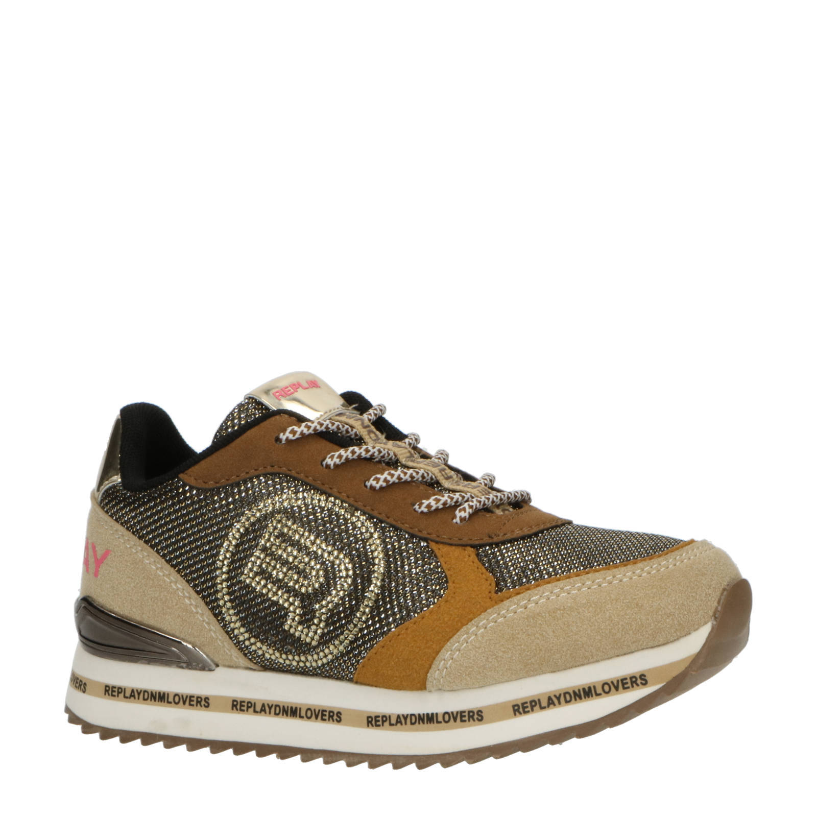 REPLAY Penny sneakers beige/bruin/goud | wehkamp