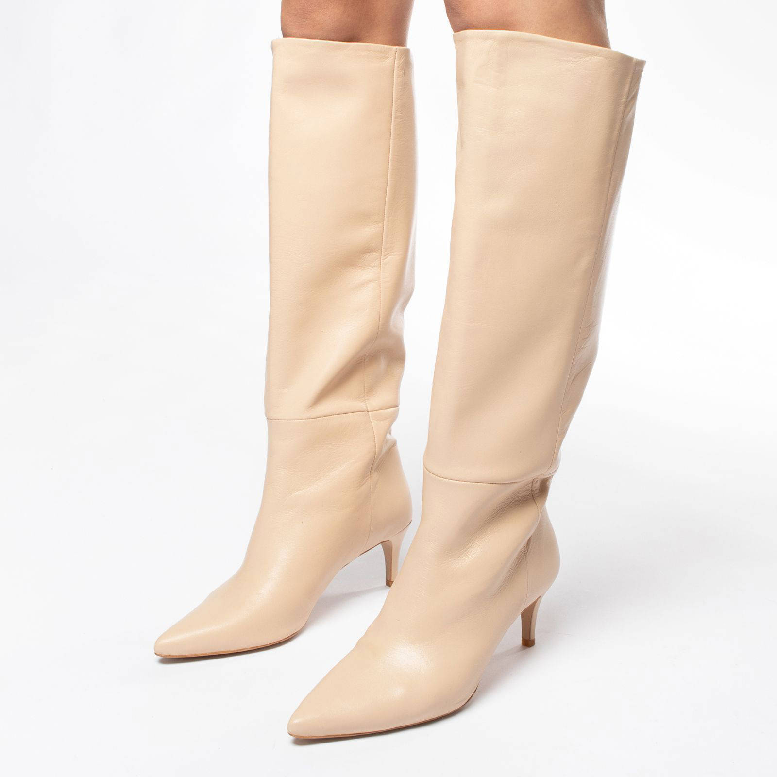 Manfield leren laarzen beige | wehkamp