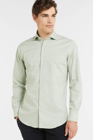 slim fit overhemd met linnen green