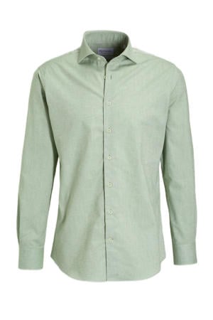 slim fit overhemd met linnen green