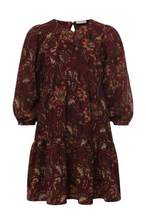 jurk met paisleyprint rood/bruin/zwart