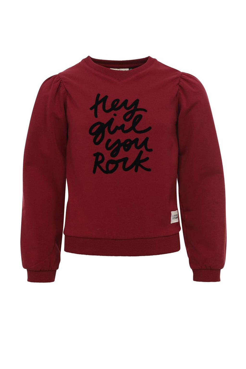 LOOXS little sweater met tekst donkerrood