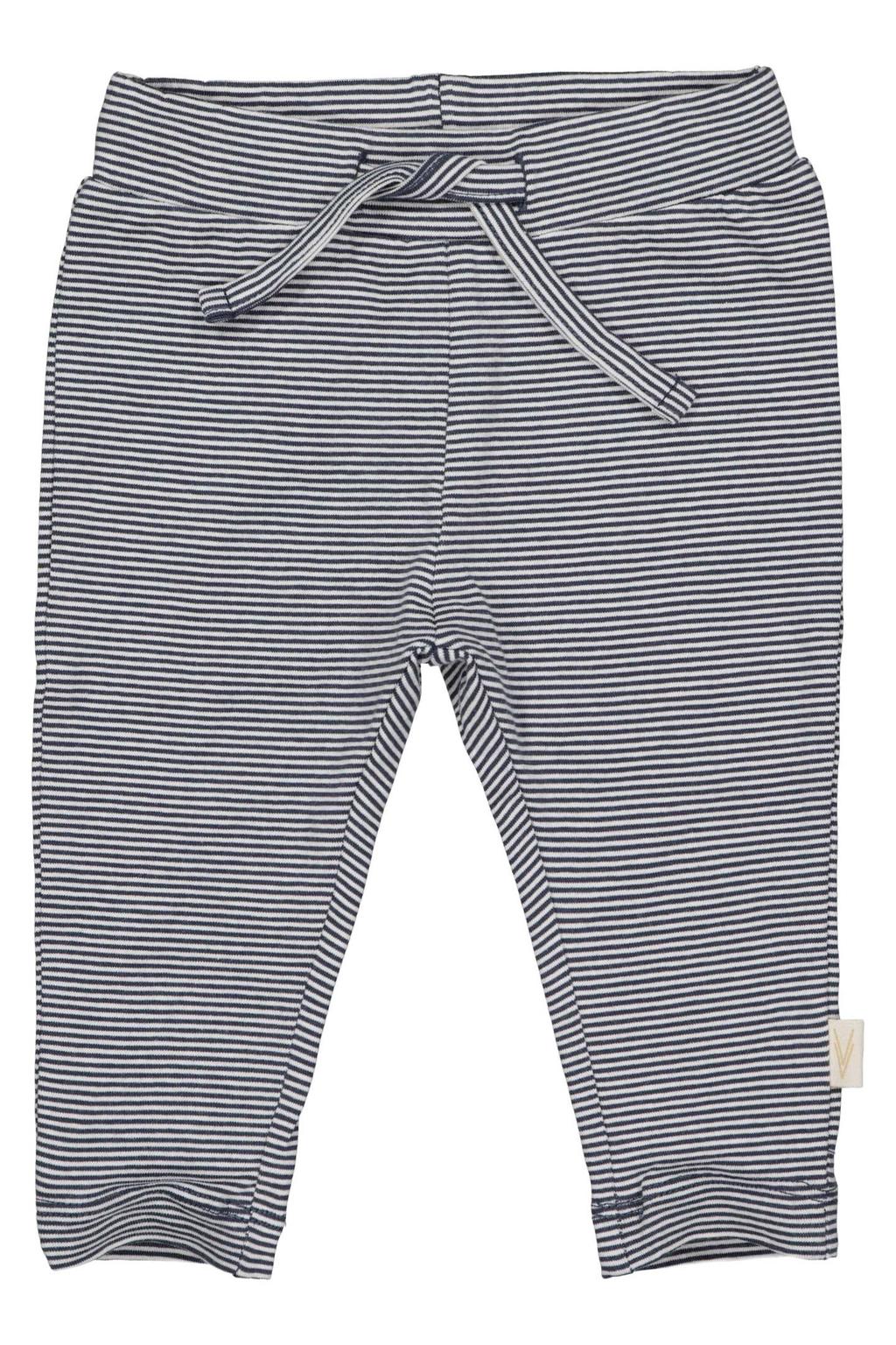 Blauwe jongens LEVV baby gestreepte regular fit broek van katoen met elastische tailleband met koord