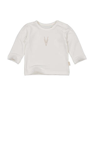 newborn baby basic longsleeve LNOOMINOS met printopdruk offwhite