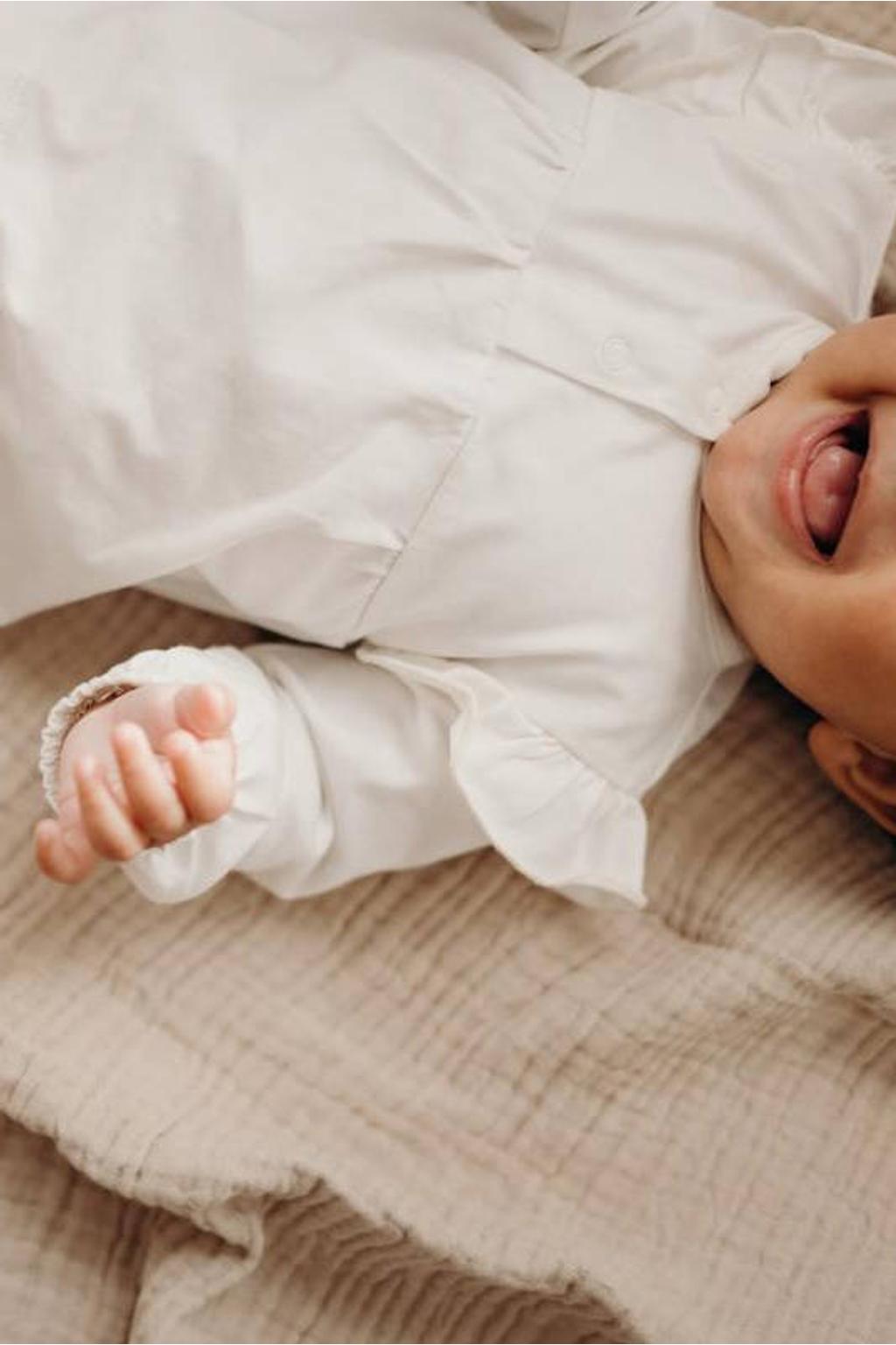 LEVV Newborn basic top met ruches offwhite