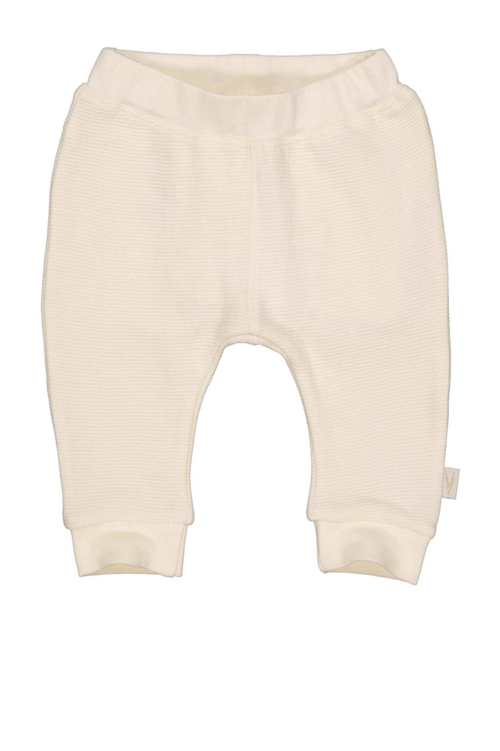 Witte LEVV baby regular fit broek van katoen met elastische tailleband en effen