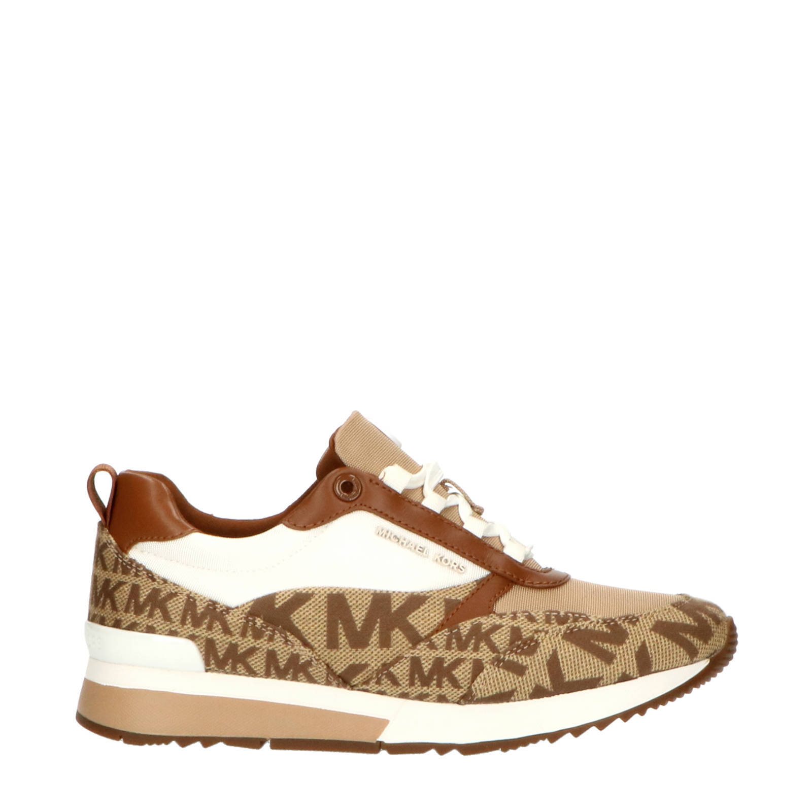 Michael Kors Allie Stride leren sneakers bruin/beige/wit | wehkamp
