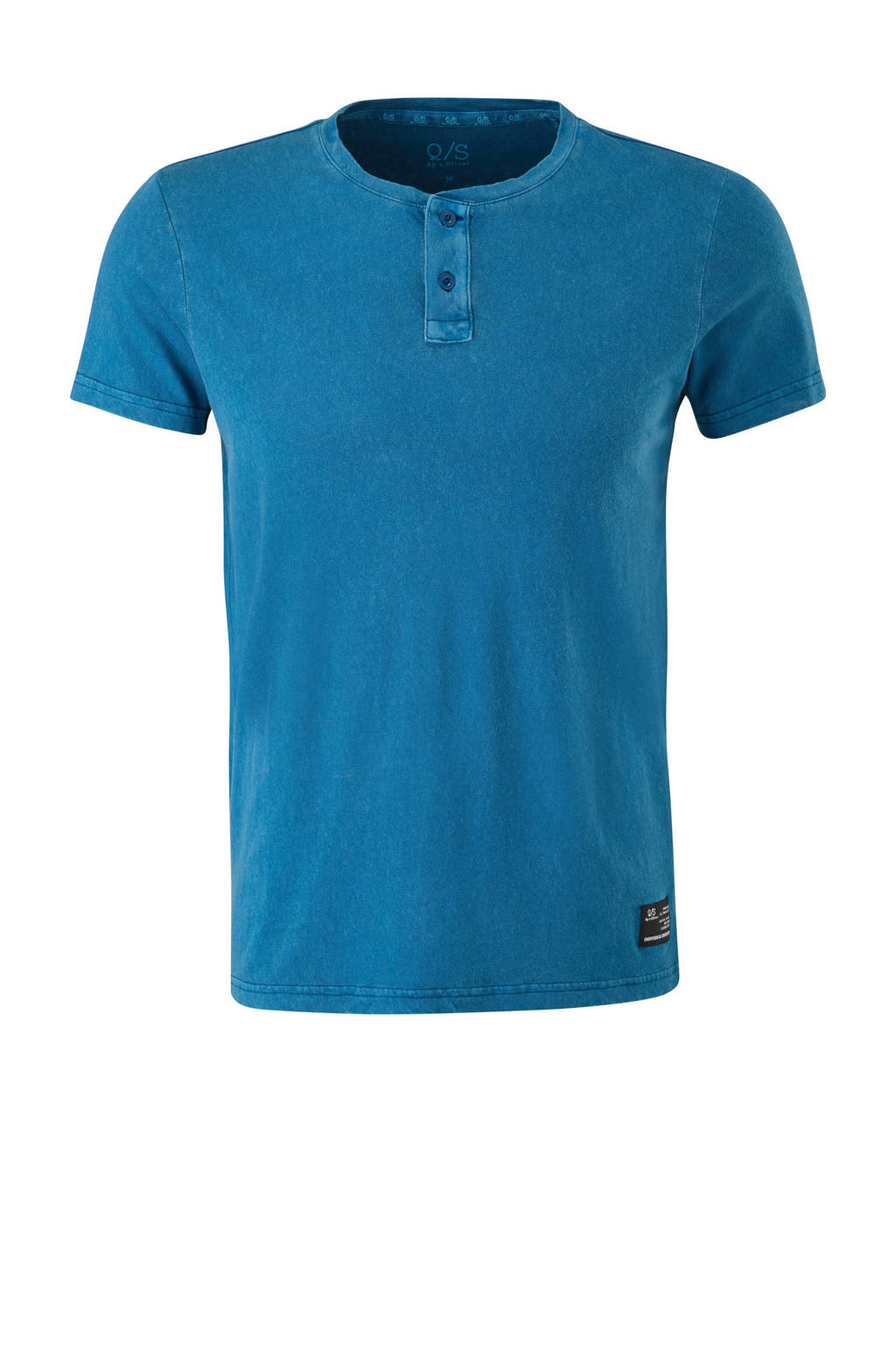 Q/S designed by slim fit T-shirt met linnen turquoise