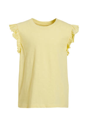 T-shirt met ruffle geel