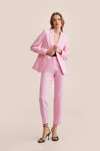 Roze dames Mango blazer van polyester met lange mouwen, reverskraag en knoopsluiting