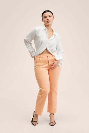 cropped high waist straight fit jeans oranje