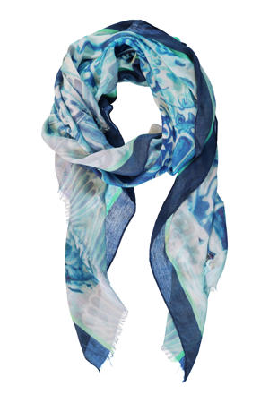 sjaal met all-over print blauw