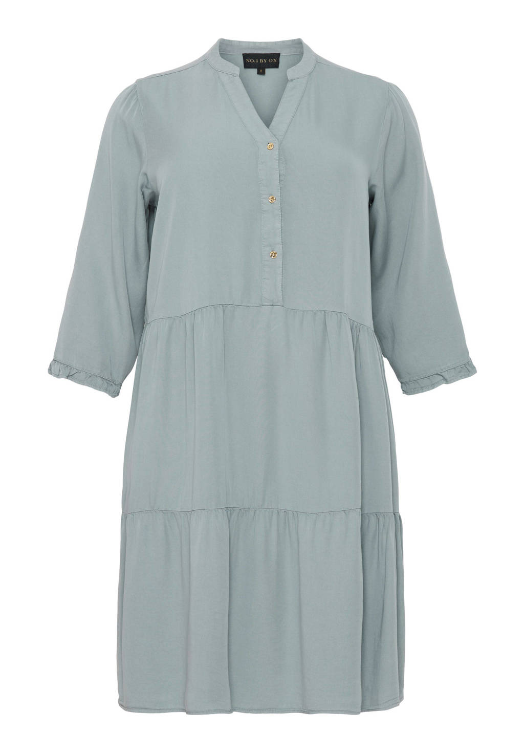 No.1 by OX trapeze jurk met volant grijsblauw
