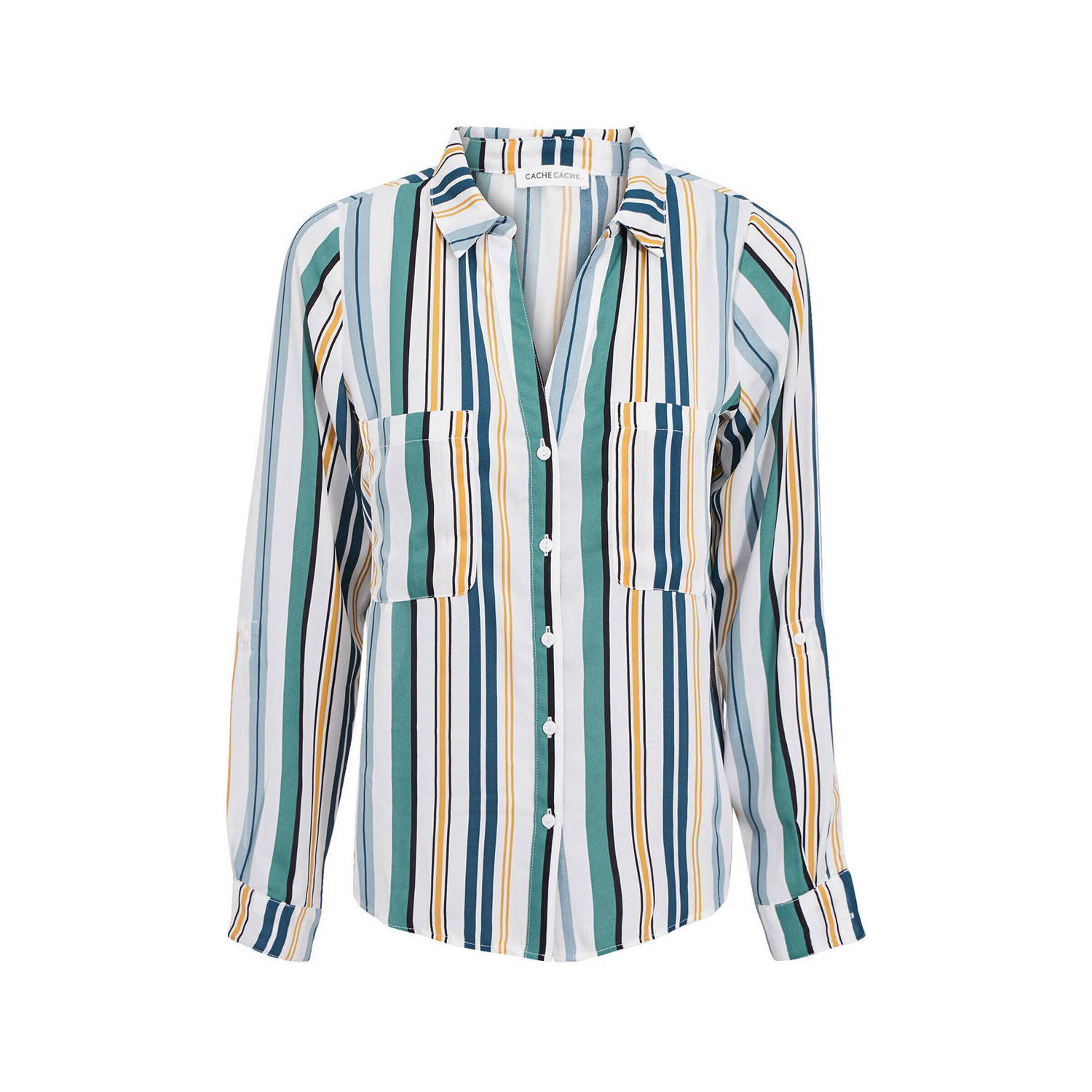 Cache gestreepte blouse wit groen