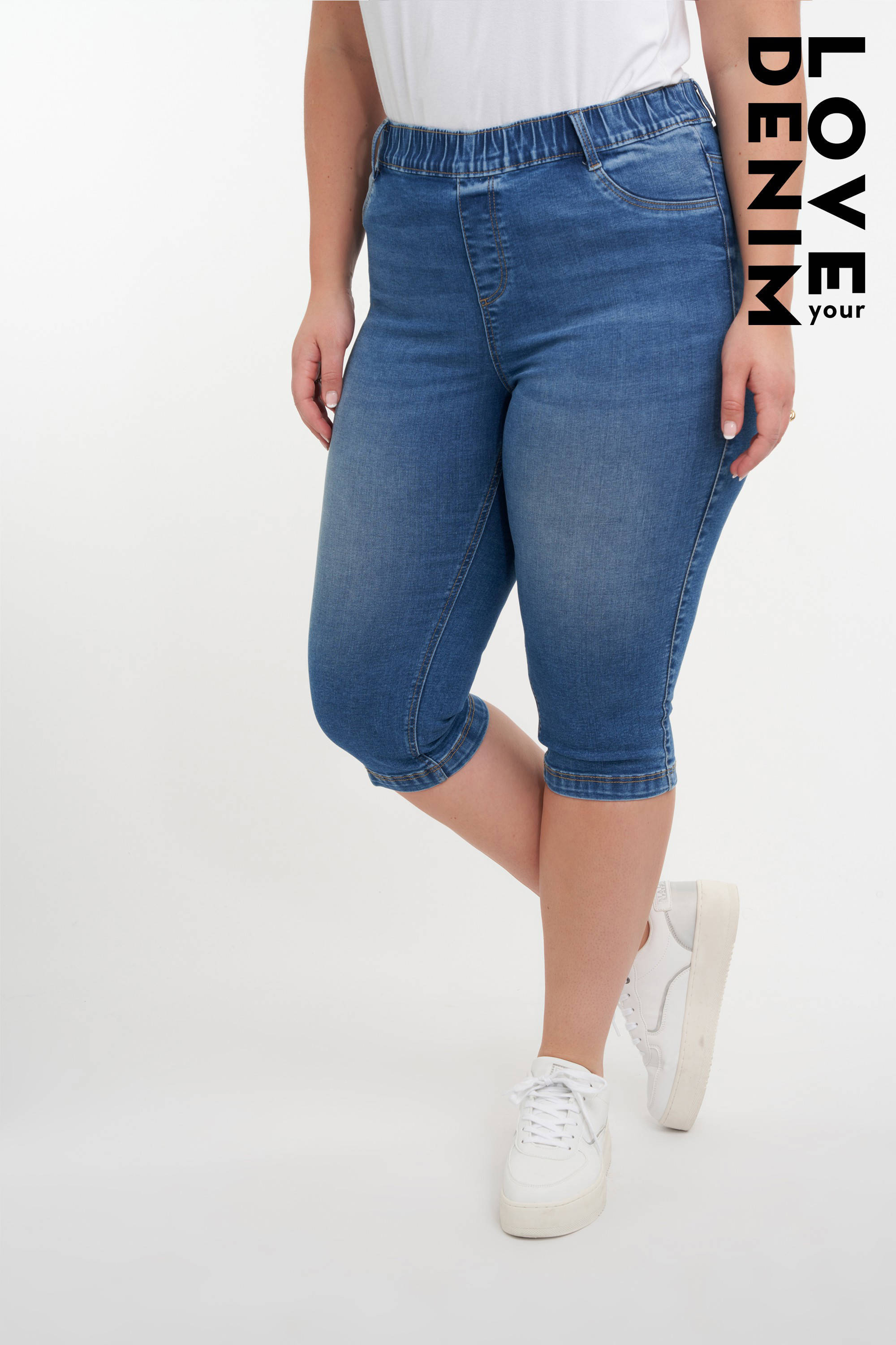MS Mode high waist slim fit korte broek stonewashed denim | wehkamp