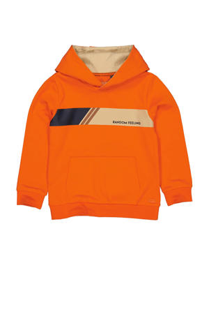 hoodie Rehan met printopdruk oranje