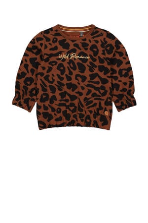sweater Senne met panterprint bruin/zwart