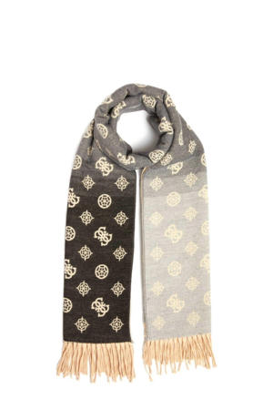 sjaal met logoprint zwart/grijs