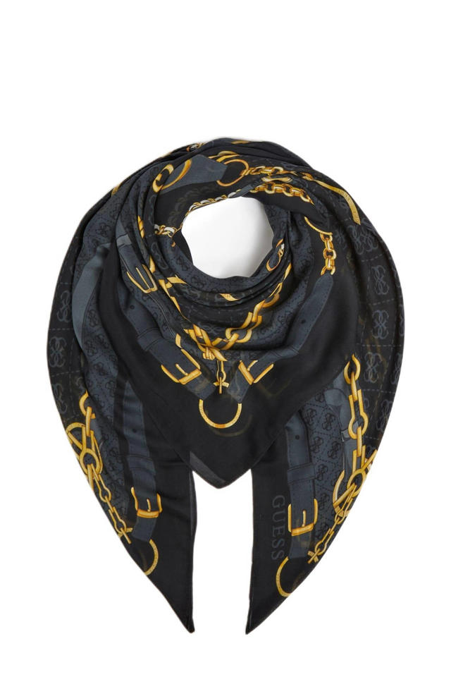 Aanbeveling Array een GUESS sjaal met all-over print zwart/antraciet | wehkamp