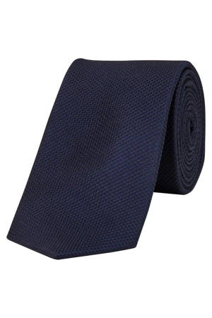 zijden stropdas JACCOLOMBIA met textuur donkerblauw