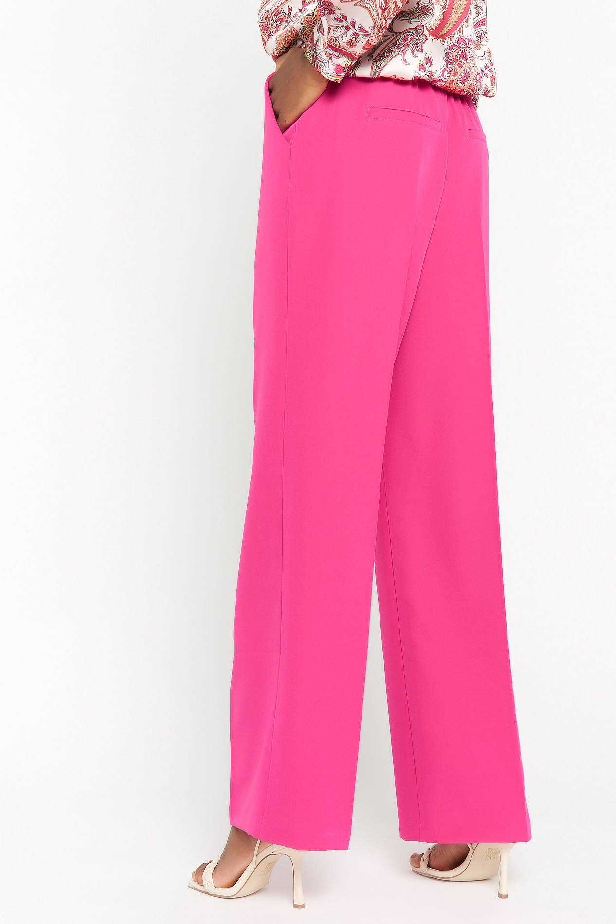 LOLALIZA high waist wide leg palazzo broek roze | wehkamp