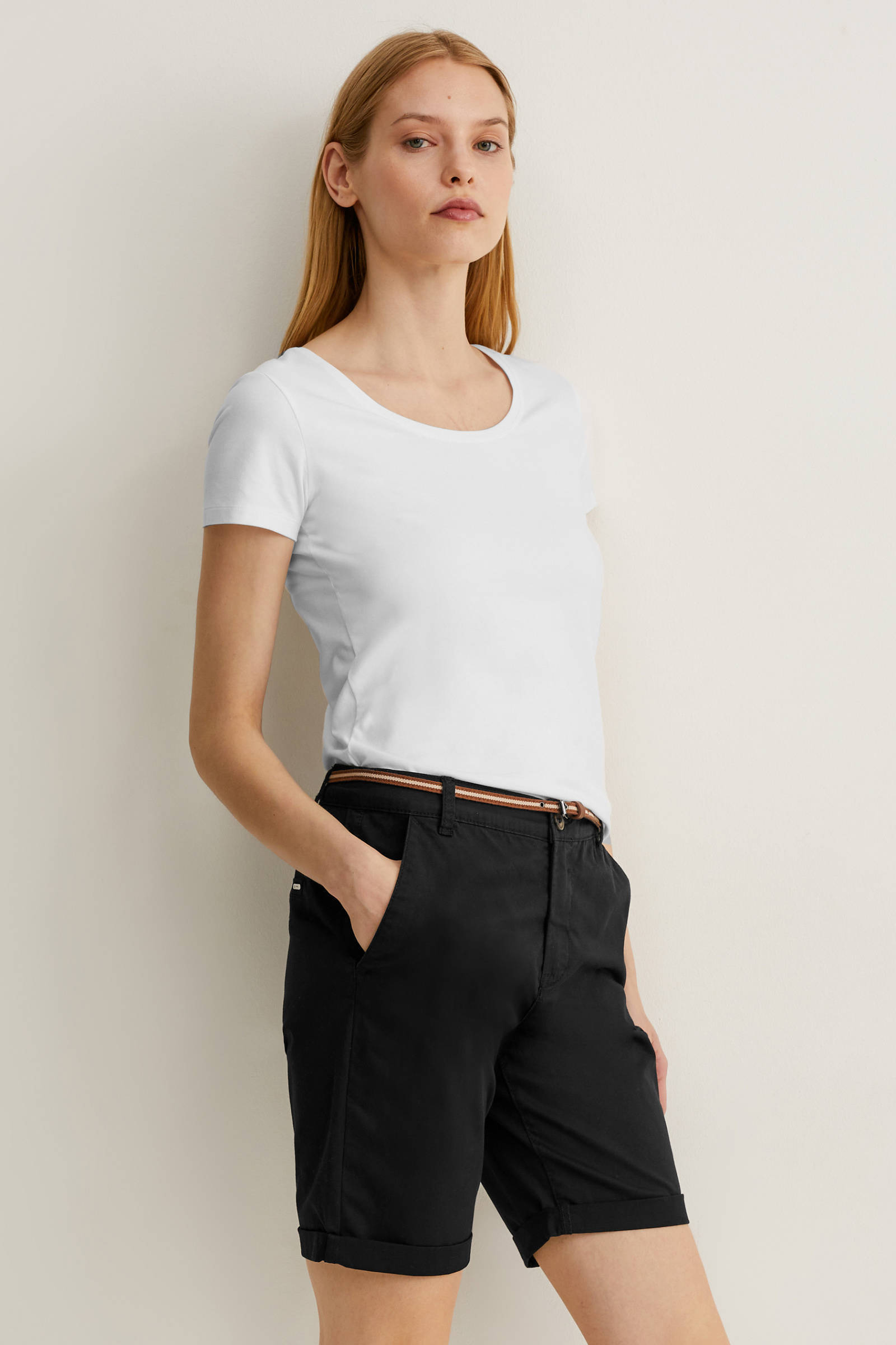 C\u0026A regular fit korte broek zwart | wehkamp