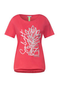 Street One T-shirt met printopdruk koraalrood