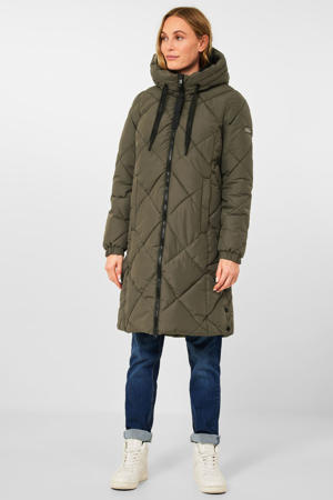 quilted jas Diamond Quilted Coat olive oil green