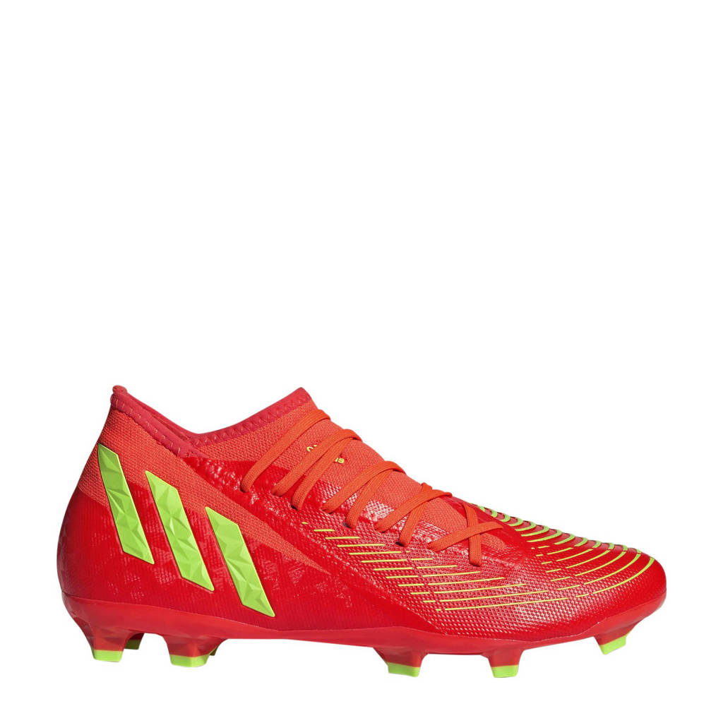 adidas Performance Predator Edge.3 FG Sr. voetbalschoenen rood/limegroen/zwart