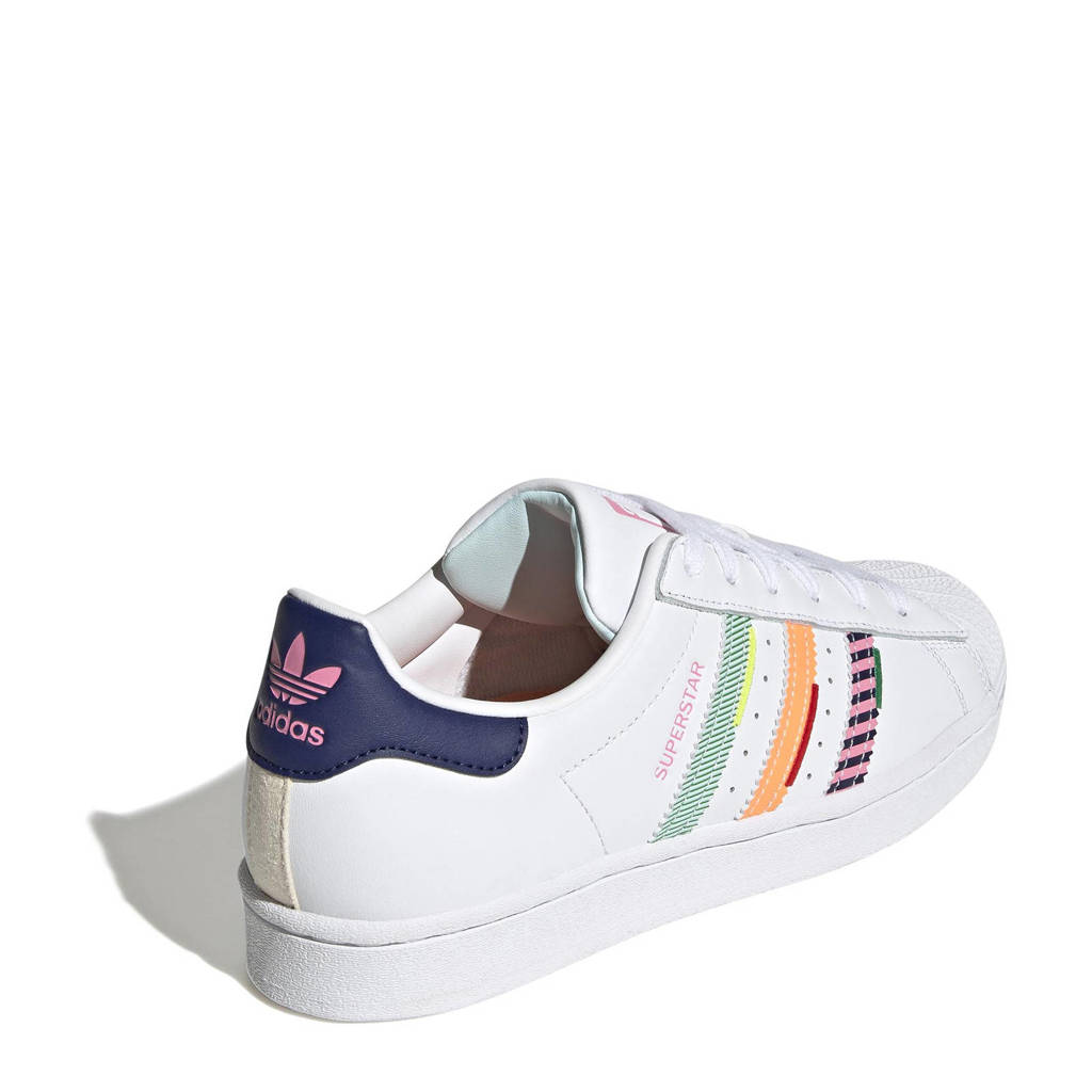 thee mini browser adidas Originals Superstar sneakers wit/donkerblauw/groen/oranje | wehkamp
