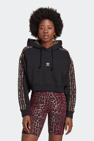 hoodie zwart/luipaardprint