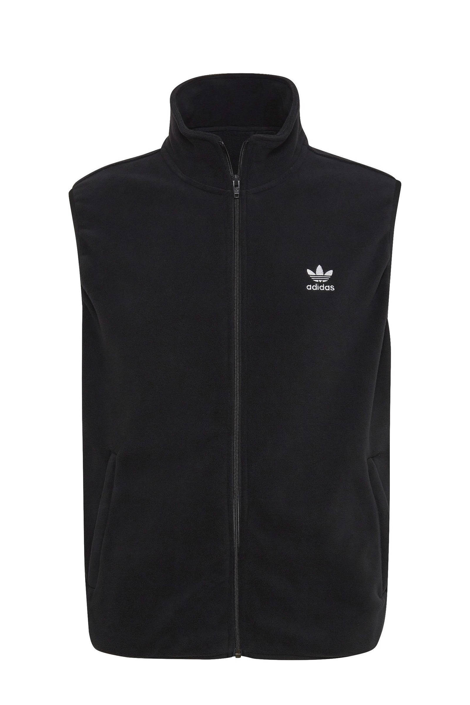 adidas Originals fleece bodywarmer zwart/wit | wehkamp