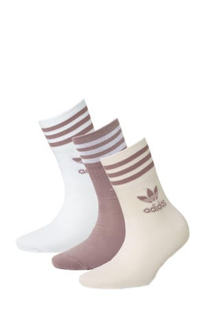Adicolor sokken wit/ecru/oudroze (set van 3)