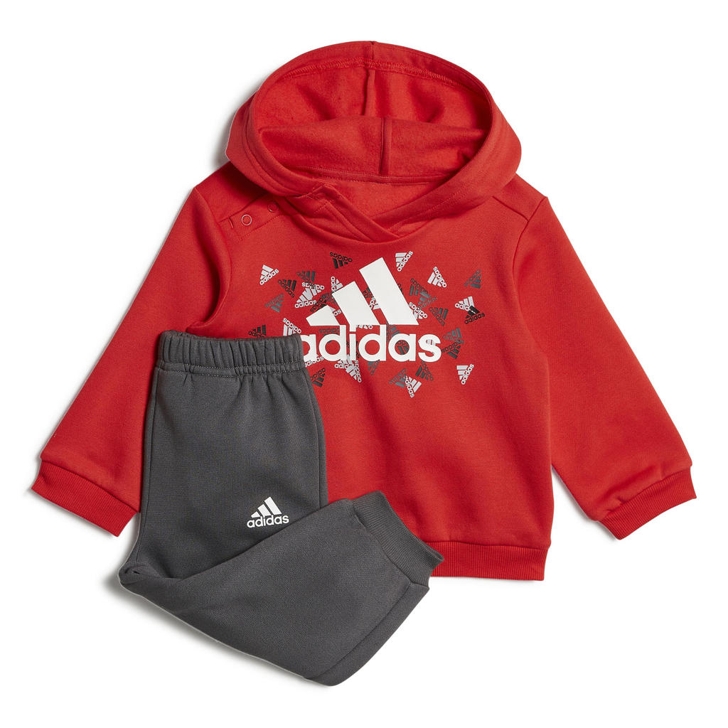 adidas Performance   fleece joggingpak rood/antraciet